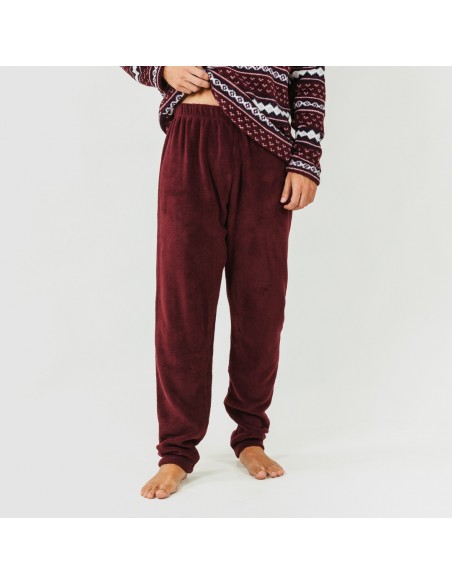 Pijama coral hombre Cronos burdeos pijama-coralina