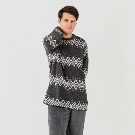 Pijama coral hombre Andros gris pijama-coralina