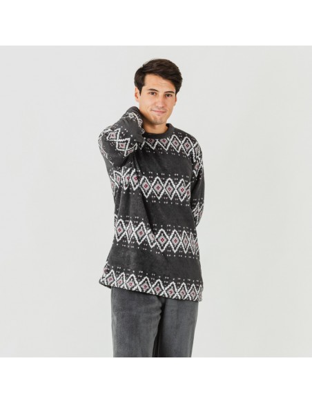 Pijama coral hombre Andros gris pijama-coralina