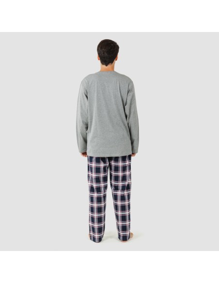 Pijama hombre franela Cuadro Tarso gris pijama-franela