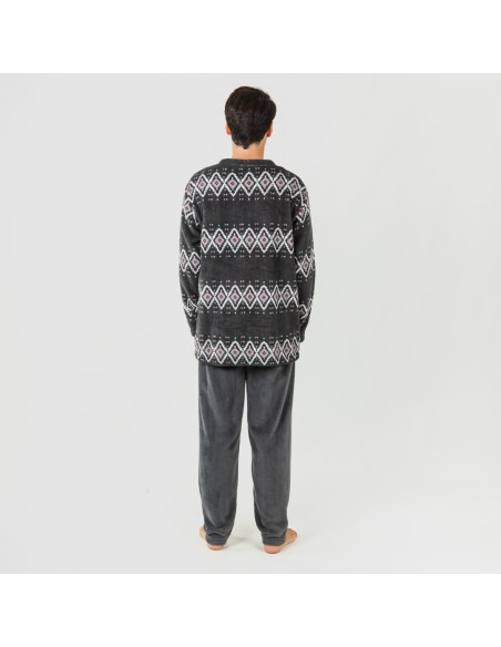 Pijama coral hombre Andros gris pijama-coralina