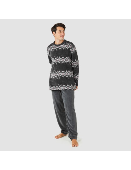 Pijama coral hombre Andros gris pijama-coralina