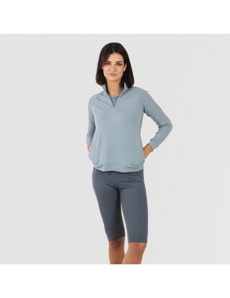 Sudadera deportiva mujer con cremallera y bolsillo indigo sudaderas-mujer