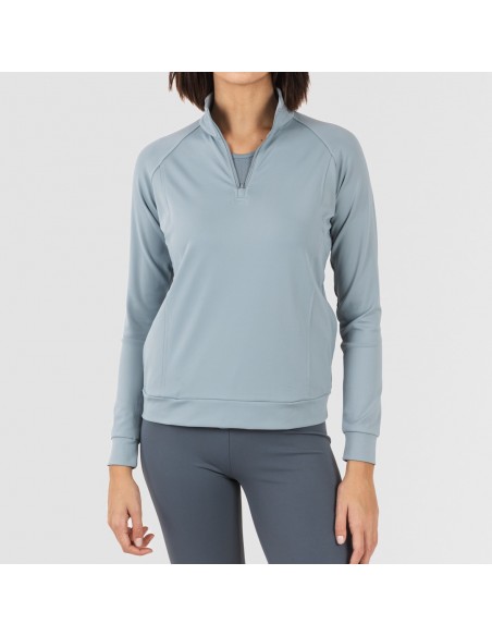 Sudadera deportiva mujer con cremallera y bolsillo indigo sudaderas-mujer