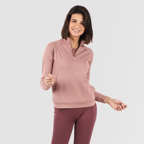 Sudadera deportiva mujer con cremallera y bolsillo malva sudaderas-mujer