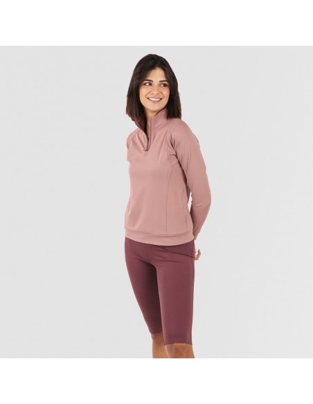 Sudadera deportiva mujer con cremallera y bolsillo malva sudaderas-mujer