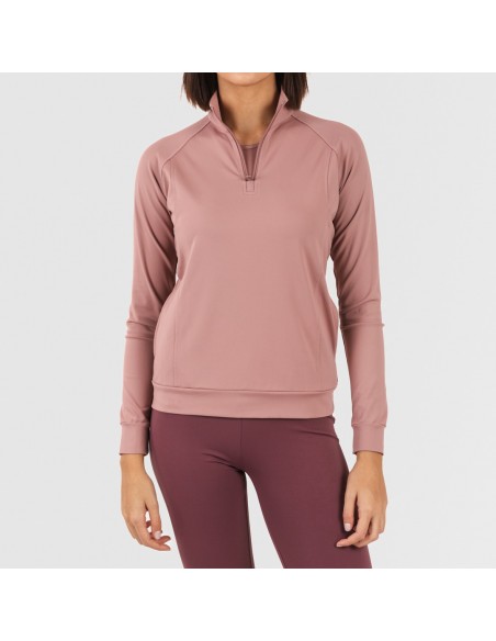 Sudadera deportiva mujer con cremallera y bolsillo malva sudaderas-mujer