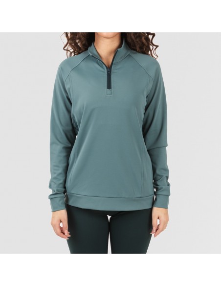 Sudadera deportiva mujer con cremallera y bolsillo verde botella sudaderas-mujer