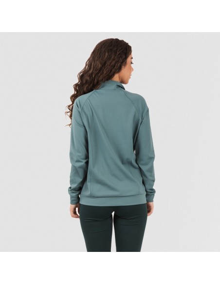 Sudadera deportiva mujer con cremallera y bolsillo verde botella sudaderas-mujer