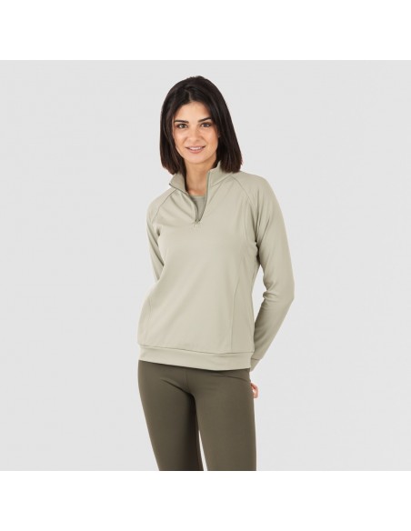 Sudadera deportiva mujer con cremallera y bolsillo verde hoja sudaderas-mujer