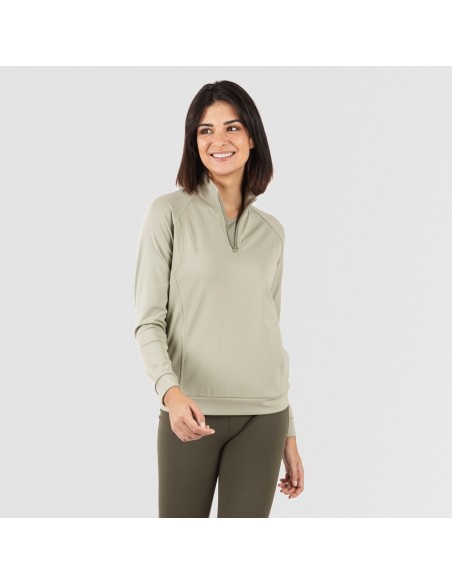 Sudadera deportiva mujer con cremallera y bolsillo verde hoja sudaderas-mujer