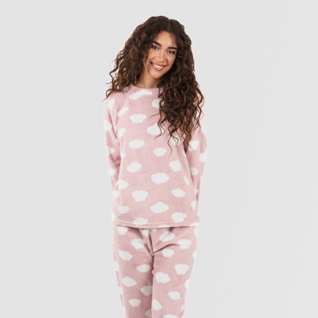 Pijama coral Nube rosa palo pijamas-mujer