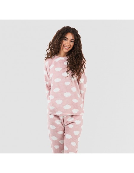 Pijama coral Nube rosa palo pijamas-mujer