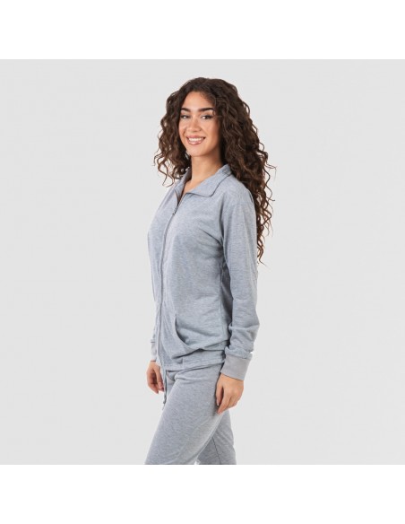 Conjunto deportivo chaqueta cremallera mujer gris ropa-deporte-mujer