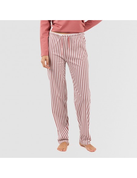 Pijama largo algodón Raya Corina marsala pijamas-mujer