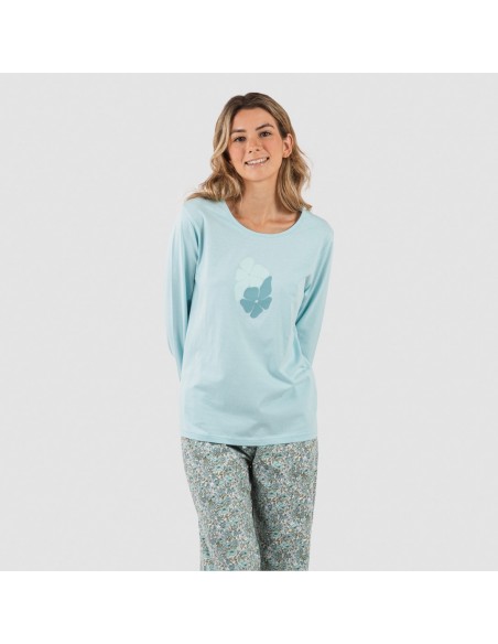 Pijama largo algodón Taylor indigo pijamas-mujer