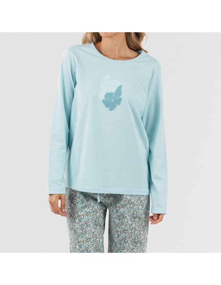 Pijama largo algodón Taylor indigo pijamas-mujer