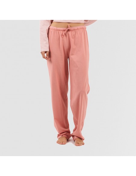 Pijama largo algodón Raya Aliena marsala pijamas-mujer