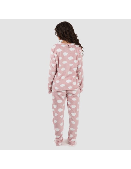 Pijama coral Nube rosa palo pijamas-mujer