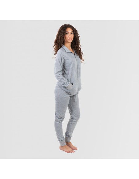 Conjunto deportivo chaqueta cremallera mujer gris ropa-deporte-mujer