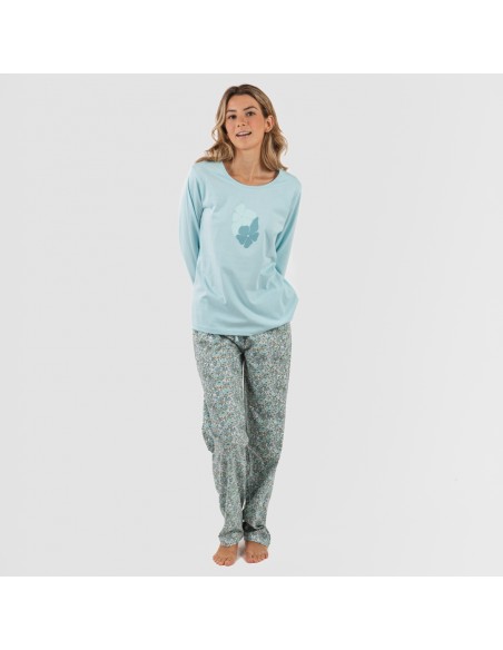 Pijama largo algodón Taylor indigo pijamas-mujer