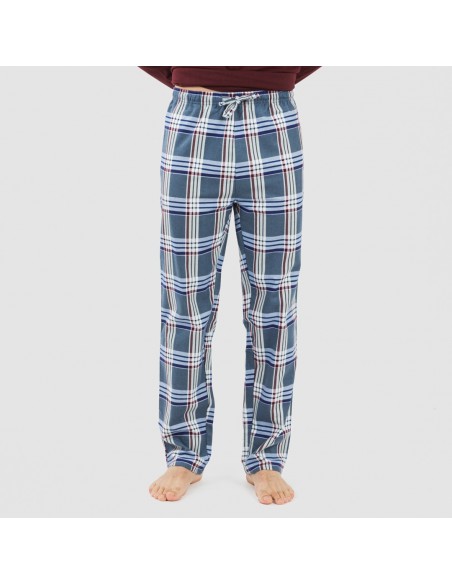 Pijama hombre franela Cuadro Xavi burdeos pijamas-largos-hombre