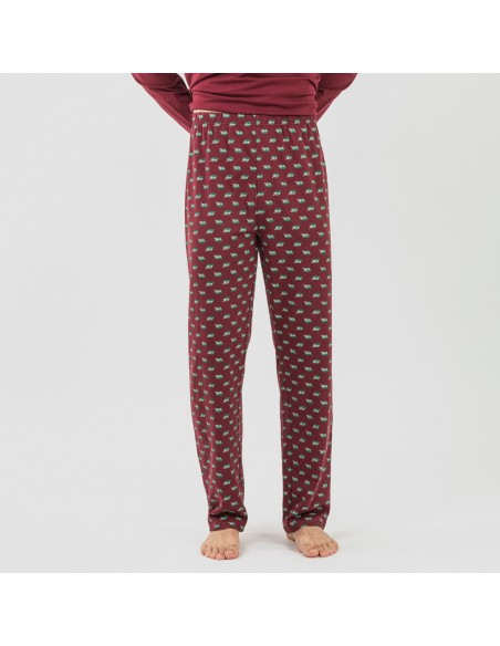 Pijama largo algodón hombre Nino burdeos pijamas-largos-hombre