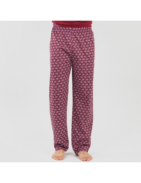 Pijama largo algodón hombre Benacity burdeos pijamas-largos-hombre