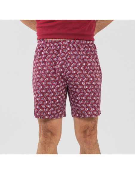 Pijama corto algodón hombre Benacity burdeos pijamas-cortos-hombre