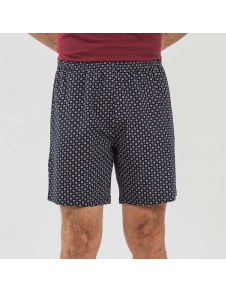 Pijama corto algodón hombre Boom burdeos pijamas-cortos-hombre