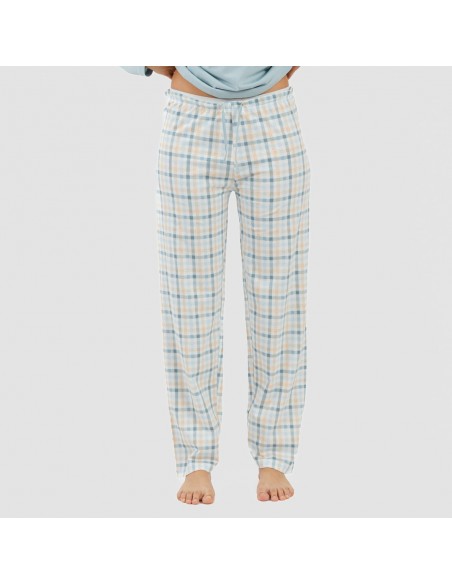 Pijama largo algodón Cuadro Heracles indigo pijamas-largos-de-mujer