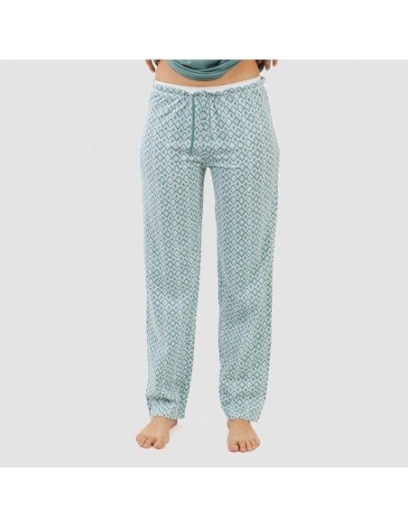 Pijama largo algodón Bianca verde menta pijamas-largos-de-mujer