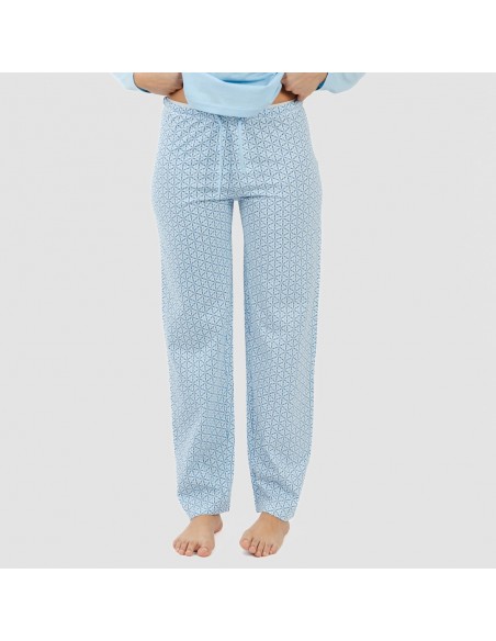 Pijama largo algodón Timon celeste pijamas-largos-de-mujer