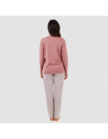 Pijama largo algodón Louise marsala pijamas-largos-de-mujer