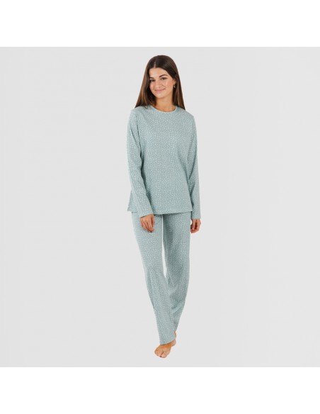 Pijama largo algodón Anita verde gastado pijamas-largos-de-mujer