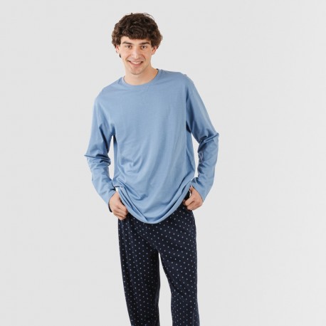 Pijama largo algodón hombre Pedro indigo pijamas-largos-hombre