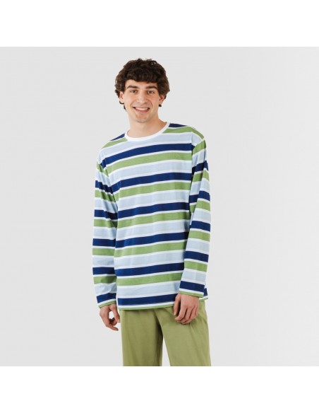 Pijama largo algodón hombre Brent verde caceria pijamas-largos-hombre