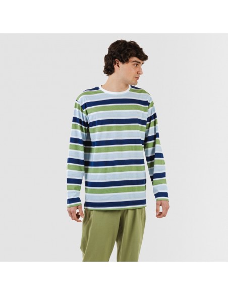 Pijama largo algodón hombre Brent verde caceria pijamas-largos-hombre