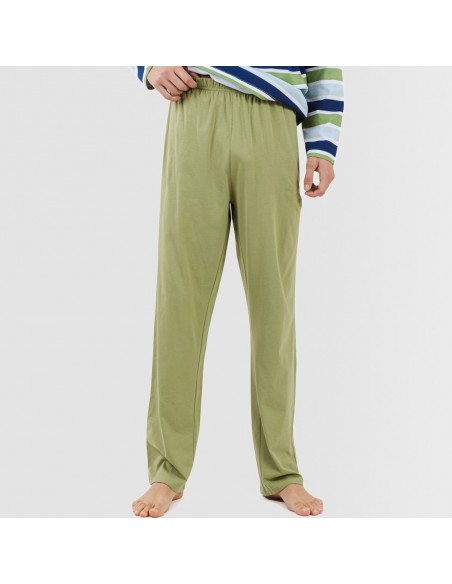 Pijama largo algodón hombre Brent verde caceria pijamas-largos-hombre