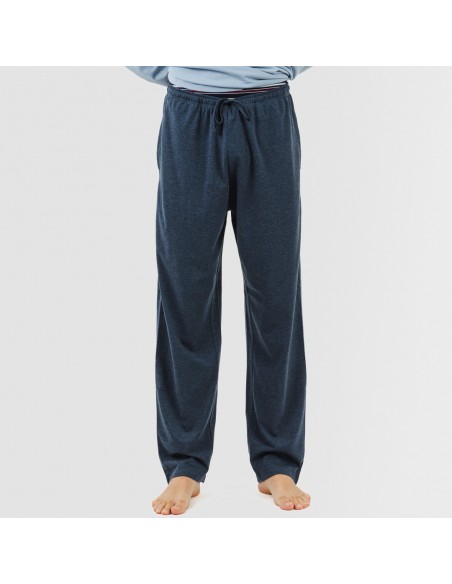 Pijama largo hombre con botones indigo - marino pijamas-largos-hombre