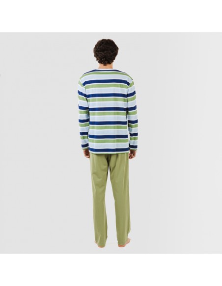 Pijama largo algodón hombre Brent verde caceria pijamas-largos-hombre