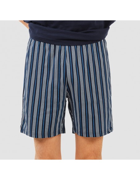 Pijama corto algodón hombre Raya Galileo azul marino pijamas-cortos-hombre