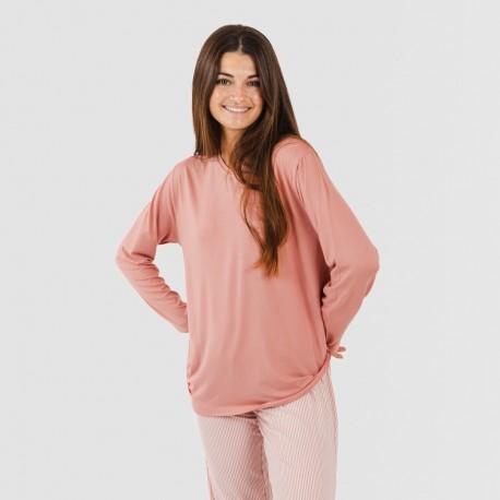 Pijama largo mujer soft Raya Aliena marsala pijamas-largos-de-mujer