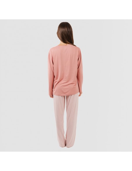 Pijama largo mujer soft Raya Aliena marsala pijamas-largos-de-mujer