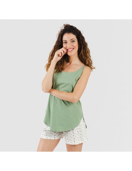 Pijama corto algodón Nevada verde pijamas-cortos-mujer