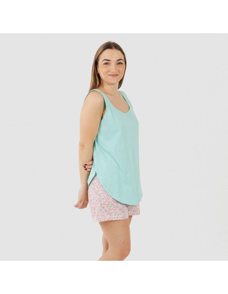 Pijama corto algodón Salima verde agua pijamas-cortos-mujer