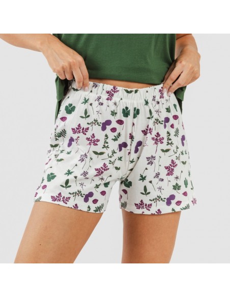 Pijama corto algodón Eire verde caceria pijamas-cortos-mujer