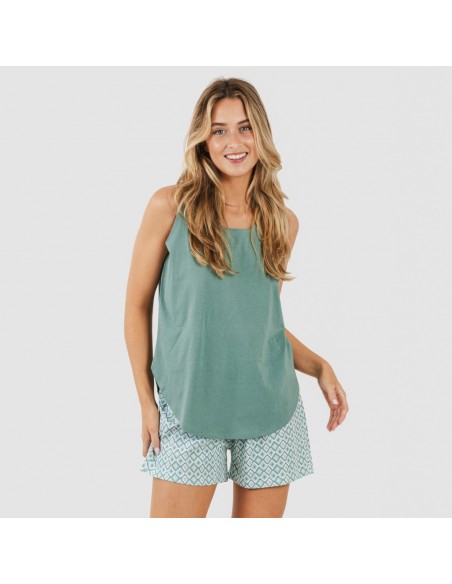 Pijama corto algodón Bianca verde menta pijamas-cortos-mujer