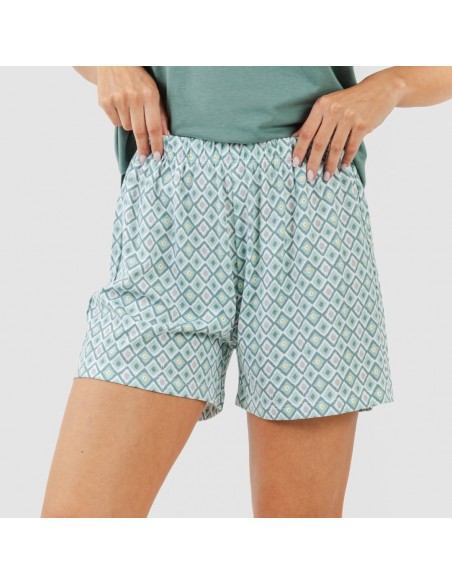 Pijama corto algodón Bianca verde menta pijamas-cortos-mujer