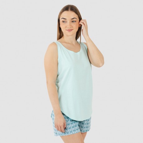 Pijama corto algodón Galieni verde azulado pijamas-cortos-mujer